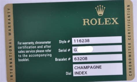 service card for rolex watch